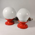 2 veilleuses vintage métal lampe boule orange, Maison & Meubles, Lampes | Lampes de table, Enlèvement ou Envoi, Métal