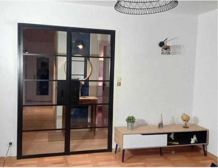 dubbele binnendeur ODILE steel look, Doe-het-zelf en Bouw, Deuren en Vliegenramen, Gebruikt, Binnendeur, Ophalen