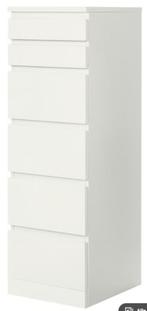 Malm Ladekast 6 lades, wit/spiegelglas, 40x123 cm, Ophalen, Minder dan 50 cm, 5 laden of meer, Zo goed als nieuw