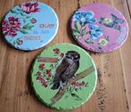 3 Jet decoratieborden / wandborden, vlinder, uil, bloemen, Ophalen of Verzenden, Gebruikt