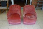 2 anciens petits fauteuils en style velours rosé ., Maison & Meubles, Fauteuils, Vintage, Enlèvement, Tissus, Utilisé