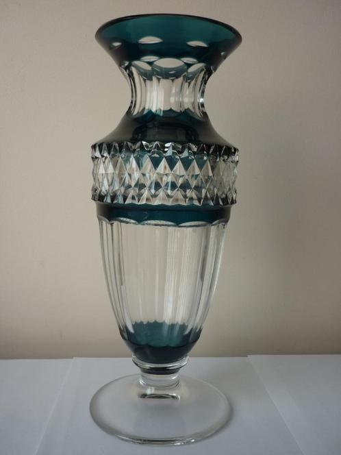Vase Gary Bleu/vert- Val Saint Lambert, Antiek en Kunst, Antiek | Glaswerk en Kristal, Ophalen of Verzenden