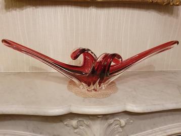 Schaal Glas Murano Chambord Rozerood XXL beschikbaar voor biedingen