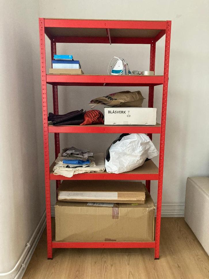 Red industrial shelving unit, Maison & Meubles, Armoires | Étagères, Comme neuf, Enlèvement