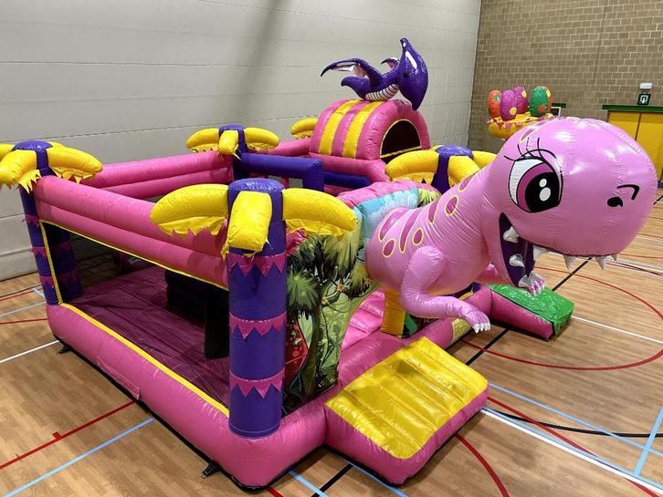 Springkasteel Dino, Hobby en Vrije tijd, Feestartikelen | Verhuur, Zo goed als nieuw, Ophalen