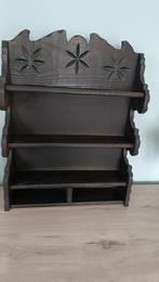 Antieke donkerbruine massief houten wandplank, Ophalen