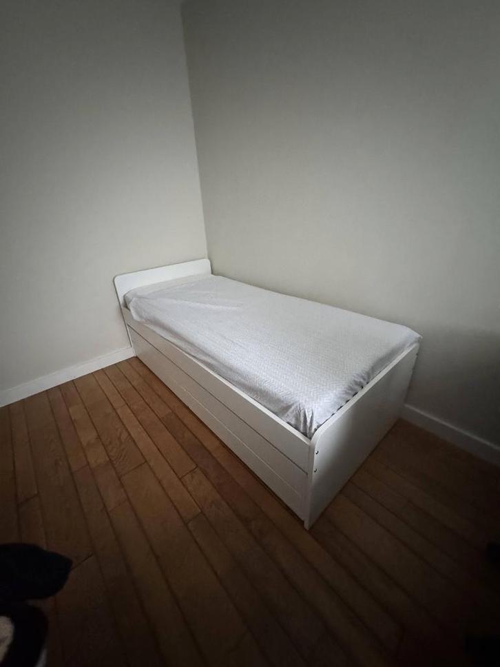 Kinderbed met uitschuifbaar onderbed Ikea, Huis en Inrichting, Slaapkamer | Bedden, Zo goed als nieuw, Eenpersoons, 90 cm, 200 cm