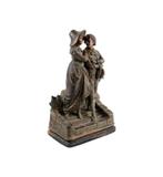 Terracotta Sculptuur Jong Koppel Antiek Romantisch Beeld 35c, Antiek en Kunst, Kunst | Beelden en Houtsnijwerken, Ophalen of Verzenden