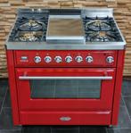 🔥 Réchaud Boretti Majestic de luxe 90 cm, extracteur rouge, Comme neuf, 5 zones de cuisson ou plus, Classe énergétique A ou plus économe