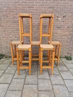 Ensemble de 7 magnifiques tabourets de bar vintage en bois, Maison & Meubles, Avec repose-pieds, Comme neuf, Enlèvement, 60 à 90 cm
