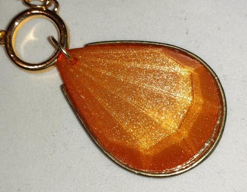 Ketting met hanger oranje glitter, Handtassen en Accessoires, Kettingen, Oranje, Met hanger, Verstelbaar, Verzenden