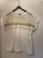 Mooi nieuw wit Ibiza T-shirt met kant, franjes en gouden lov, Ophalen of Verzenden, Nieuw, Wit, Korte mouw