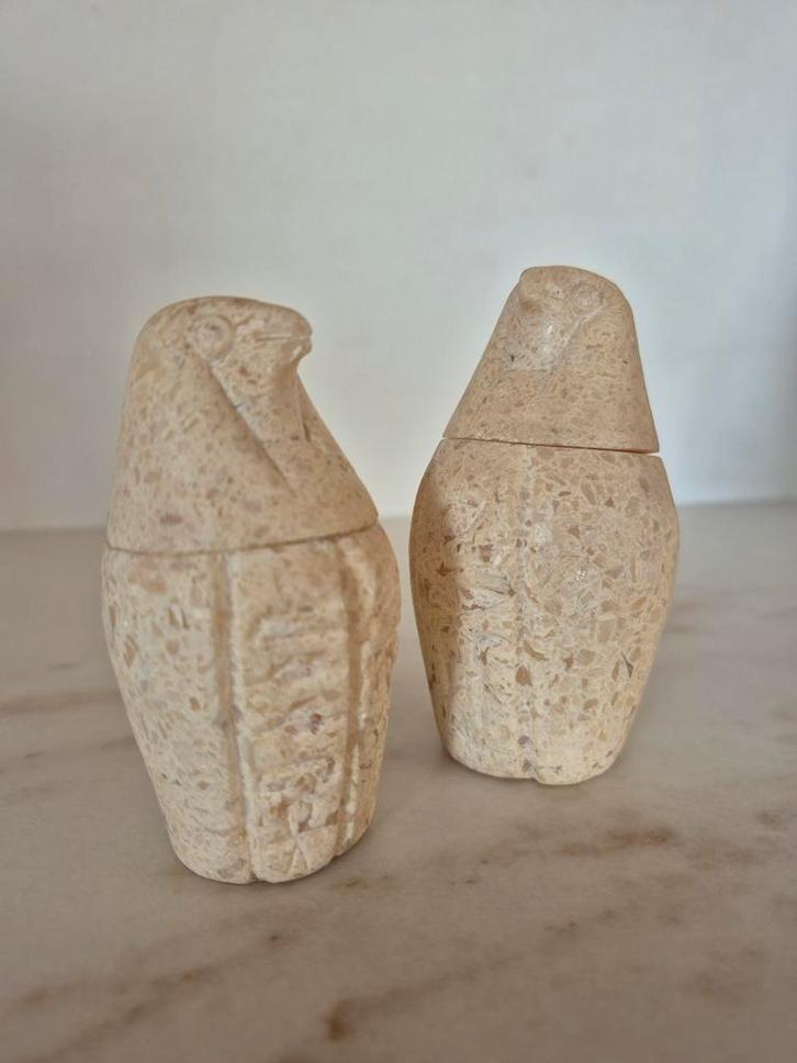 2 Egyptische canopen in albast, Antiek en Kunst, Kunst | Niet-Westerse kunst, Ophalen of Verzenden