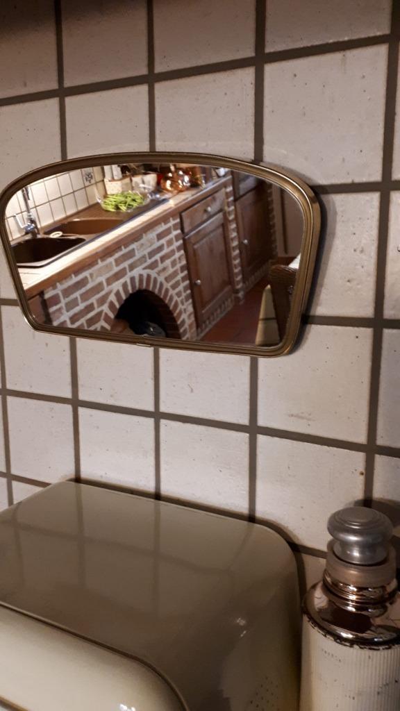 Kleine vintage spiegel met messing rand - jaren 60, Antiek en Kunst, Curiosa en Brocante, Ophalen of Verzenden