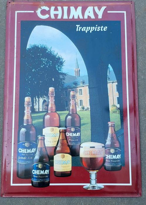 Chimay metalen publiciteitsbord, Verzamelen, Biermerken, Zo goed als nieuw, Ophalen of Verzenden