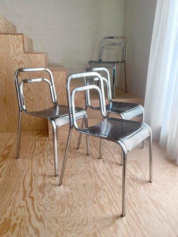 4x Gastone Rinaldi chrome stoelen ‘80 beschikbaar voor biedingen