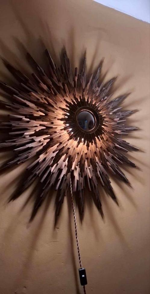 Somptueux miroir soleil 1970 tryptique deknudt light 81cm!, Antiek en Kunst, Antiek | Spiegels, Ophalen