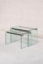 1970s glass and chrome nesting tables, Ophalen of Verzenden