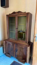 Mooie vintage bruine vitrine kast, Ophalen