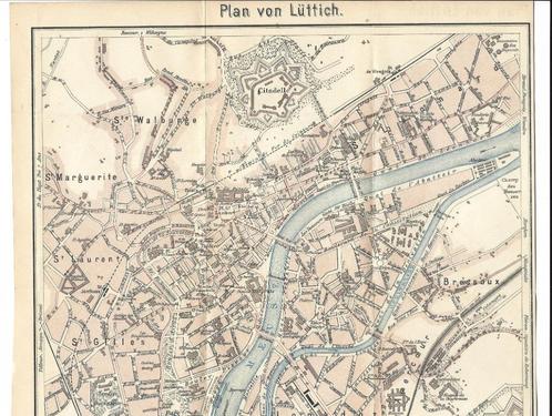 1904 - Liège / plan de la ville / grand format, Boeken, Atlassen en Landkaarten, Verzenden