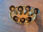 set van 7 messing likeurglazen, Antiek en Kunst, Ophalen
