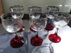 6 Vintage Venetiaans zilveren geëtste wijnglazen, Antiek en Kunst, Antiek | Glaswerk en Kristal, Ophalen