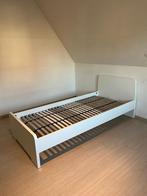 Éénpersoonsbed wit/ 200 cm lang op 90 cm breed met lattoflex, Ophalen of Verzenden, Wit, 200 cm, 90 cm