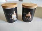 2 porcelaine voorraadpotjes Peper en Zout, samen 3 euro, Huis en Inrichting, Ophalen of Verzenden, Zo goed als nieuw