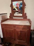 Prachtig tafeltje mer spiegel en marmer blad, Antiek en Kunst, Ophalen