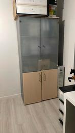 Bureaukast; bovenaan in glas en onderaan hout, Huis en Inrichting, Kasten | Vitrinekasten, Ophalen, Gebruikt, Glas