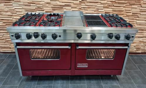 🔥Poêle Viking de luxe 150 cm grill Teppanyaki rouge bordeau, Electroménager, Cuisinières, Comme neuf, Autoportant, 5 zones de cuisson ou plus