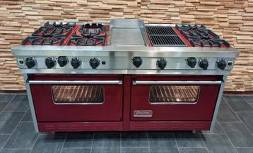 🔥Poêle Viking de luxe 150 cm grill Teppanyaki rouge bordeau