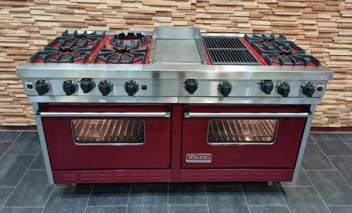 🔥Luxe Fornuis Viking 150 cm bordeaux rood Teppanyaki gril, Elektronische apparatuur, Fornuizen, Zo goed als nieuw, Vrijstaand