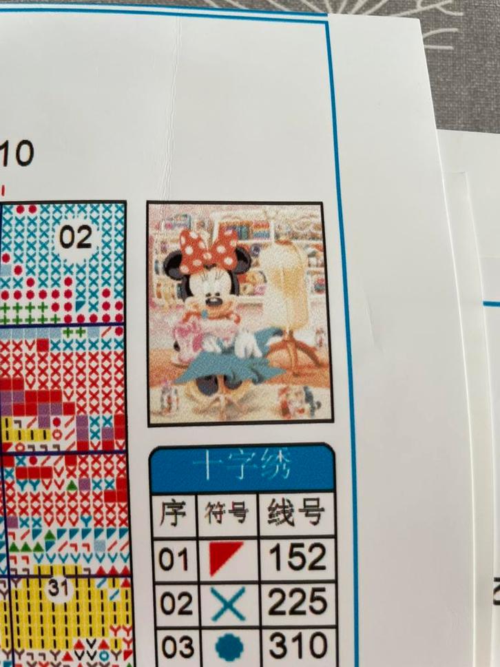 Minnie aan het naaien voorgedrukt borduurpakket, Hobby en Vrije tijd, Borduren en Borduurmachines, Zo goed als nieuw, Borduurpakket