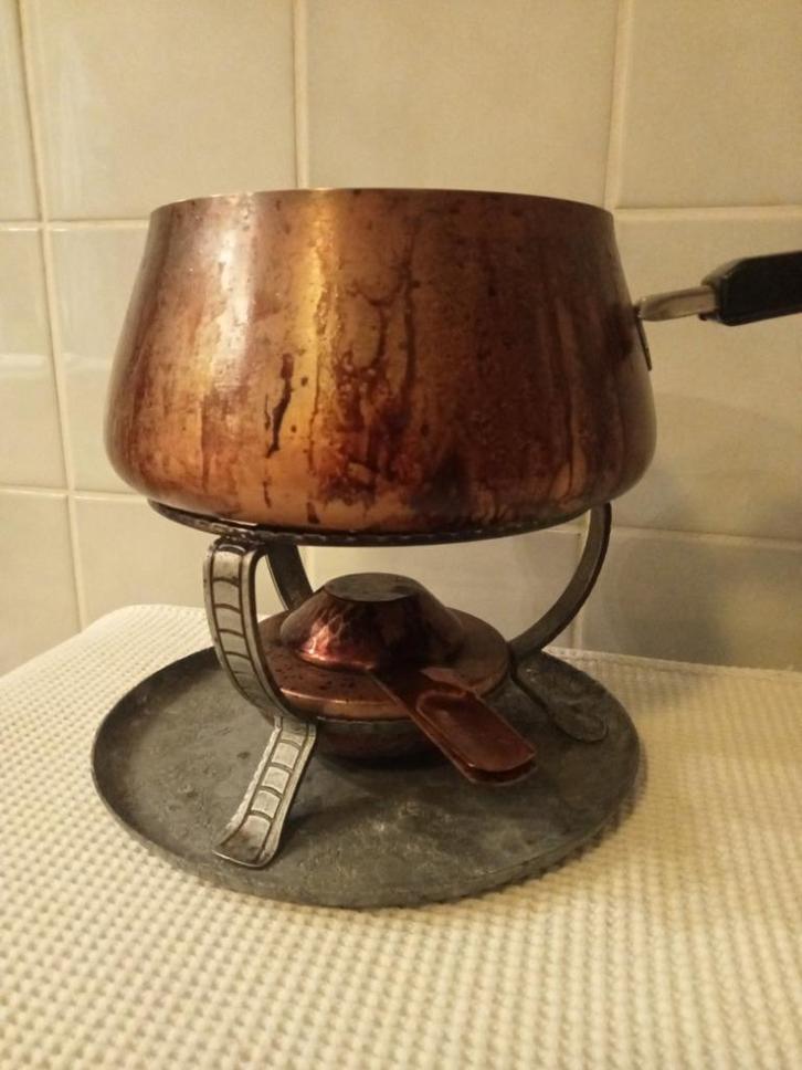 koperen fonduepan - vintage, Antiek en Kunst, Antiek | Brons en Koper, Koper, Ophalen of Verzenden