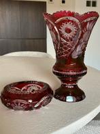 Vaas en asbak gekleurd kristal bliekristall, Antiek en Kunst, Ophalen