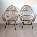 Set van 2 vintage Rohe Noordwolde stoelen in rotan, Huis en Inrichting, Ophalen, Gebruikt, Twee, Riet of Rotan