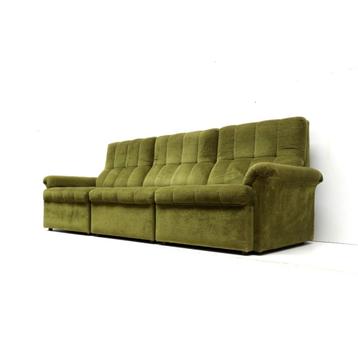 Groen fluwelen vintage elementenbank jaren '70 Mid-Century beschikbaar voor biedingen