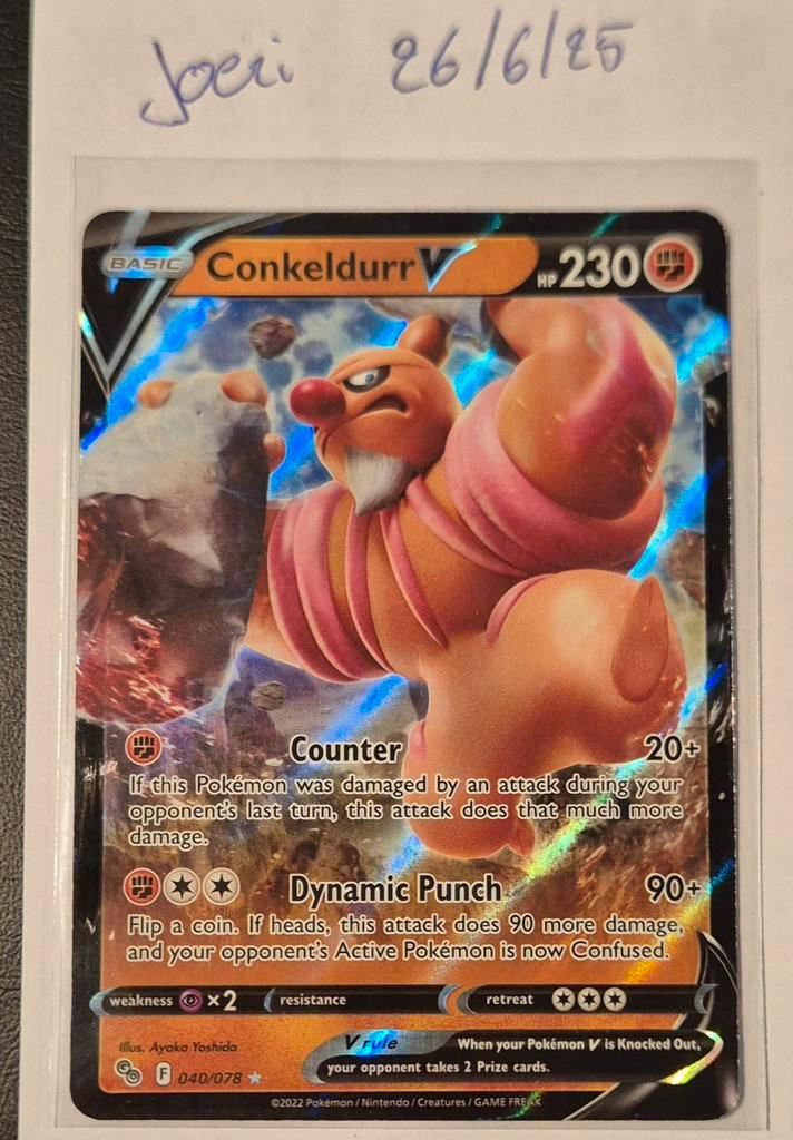 Pokemon - Conkeldurr V #40, Hobby en Vrije tijd, Verzamelkaartspellen | Pokémon, Nieuw, Losse kaart, Foil, Ophalen of Verzenden