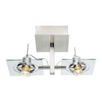 Plafondlamp met 2 spots, Huis en Inrichting, Lampen | Plafondlampen, Ophalen, Zo goed als nieuw, Glas