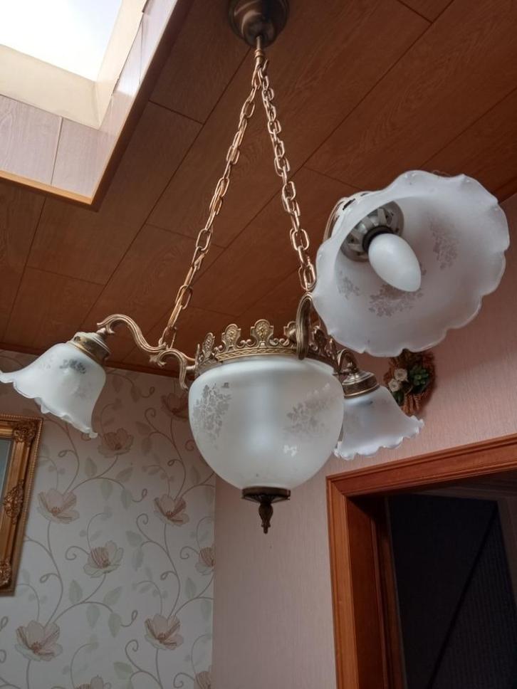 Luchters messing 3 stuks., Huis en Inrichting, Lampen | Kroonluchters, Gebruikt, Metaal, Ophalen