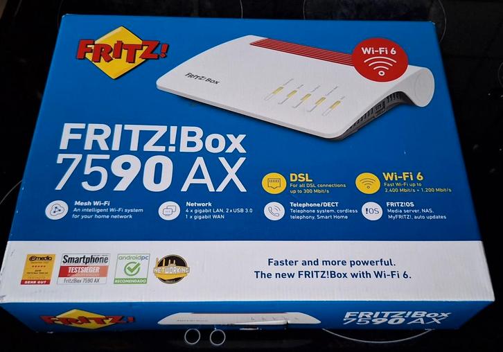 Fritz!Box 7590AX  nieuw in doos!, Computers en Software, Routers en Modems, Nieuw, Router met modem, Ophalen of Verzenden