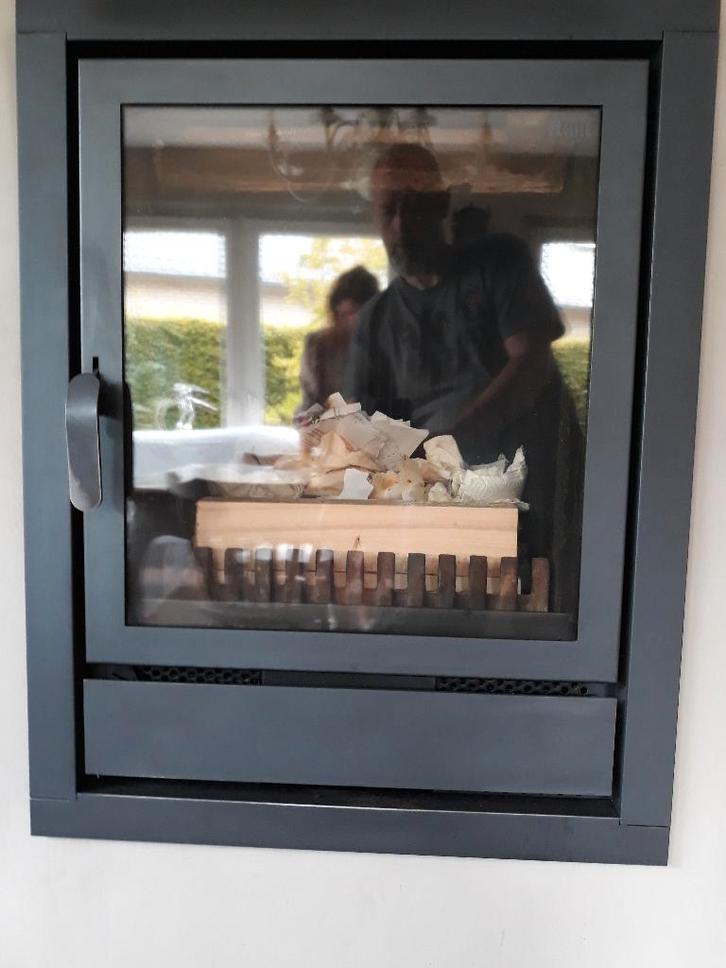 Flam MT57/75 Inbouwhaard, Huis en Inrichting, Kachels, Gebruikt, Allesbrander, Hout, Ophalen