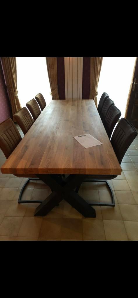 Tafel 260 met 8 stoelen, Huis en Inrichting, Tafels | Eettafels, 200 cm of meer, Zo goed als nieuw, Vijf personen of meer, Rechthoekig