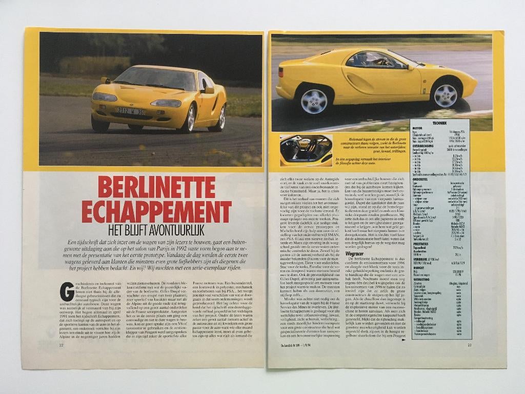 Artikel Hommell Berlinette, Boeken, Auto's | Folders en Tijdschriften, Ophalen of Verzenden, Zo goed als nieuw, Overige merken