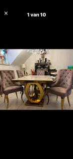 Nieuwe tafel + 6 nieuwe stoelen -50%van aankoop ( sterfgeval, Huis en Inrichting, Complete eetkamers, Ophalen