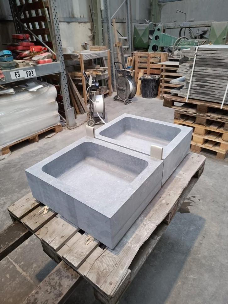 10 Bacs à plantes en pierre bleue 60x50x20 cm, Jardin & Terrasse, Pavé & Dalles, Neuf, Autres types, Pierre naturelle, Moins de 5 m²