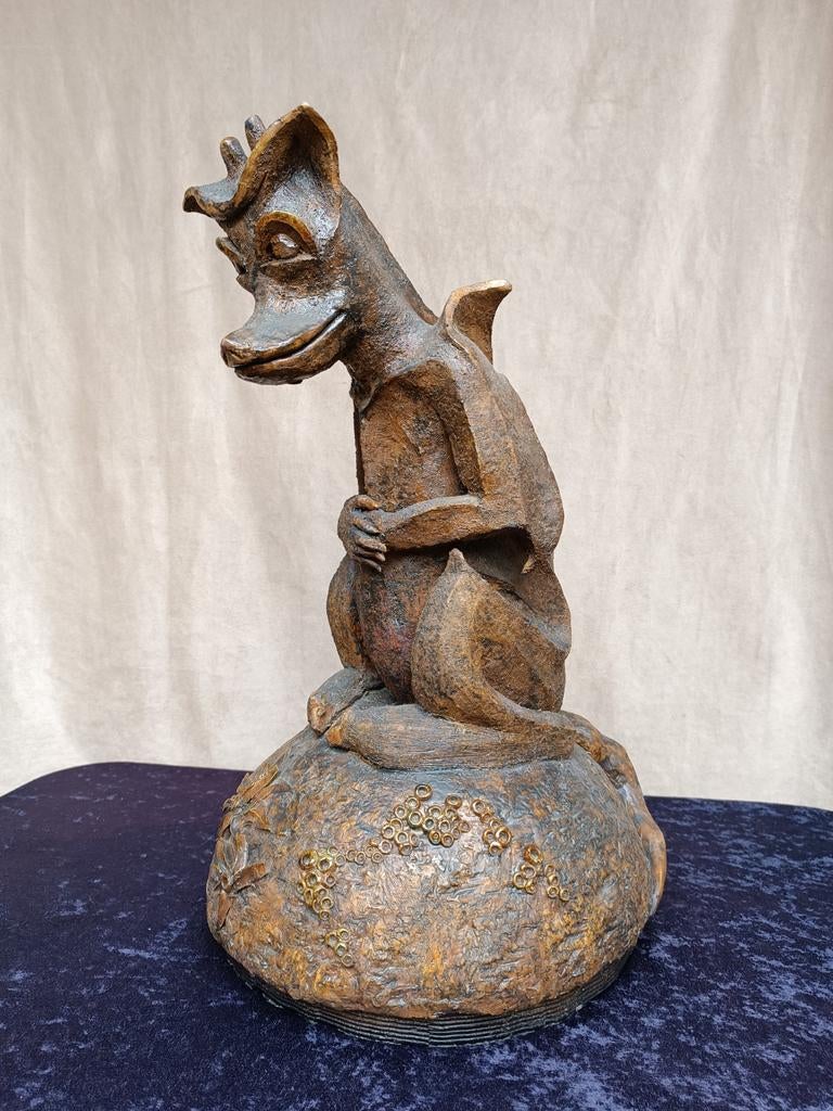 Groot Keramiek Gargouille Notre-Dame Gesigneerd, Ophalen of Verzenden