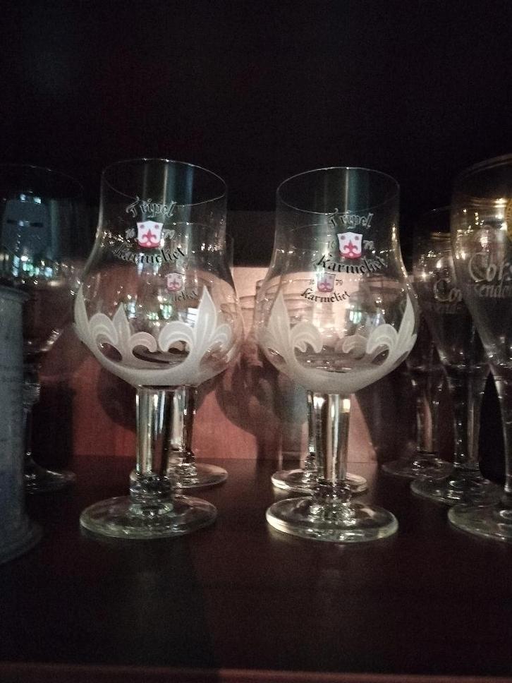 4 originele Tripel Karmeliet bierglazen (0,3l) – als nieuw, Verzamelen, Biermerken, Zo goed als nieuw, Glas of Glazen, Overige merken