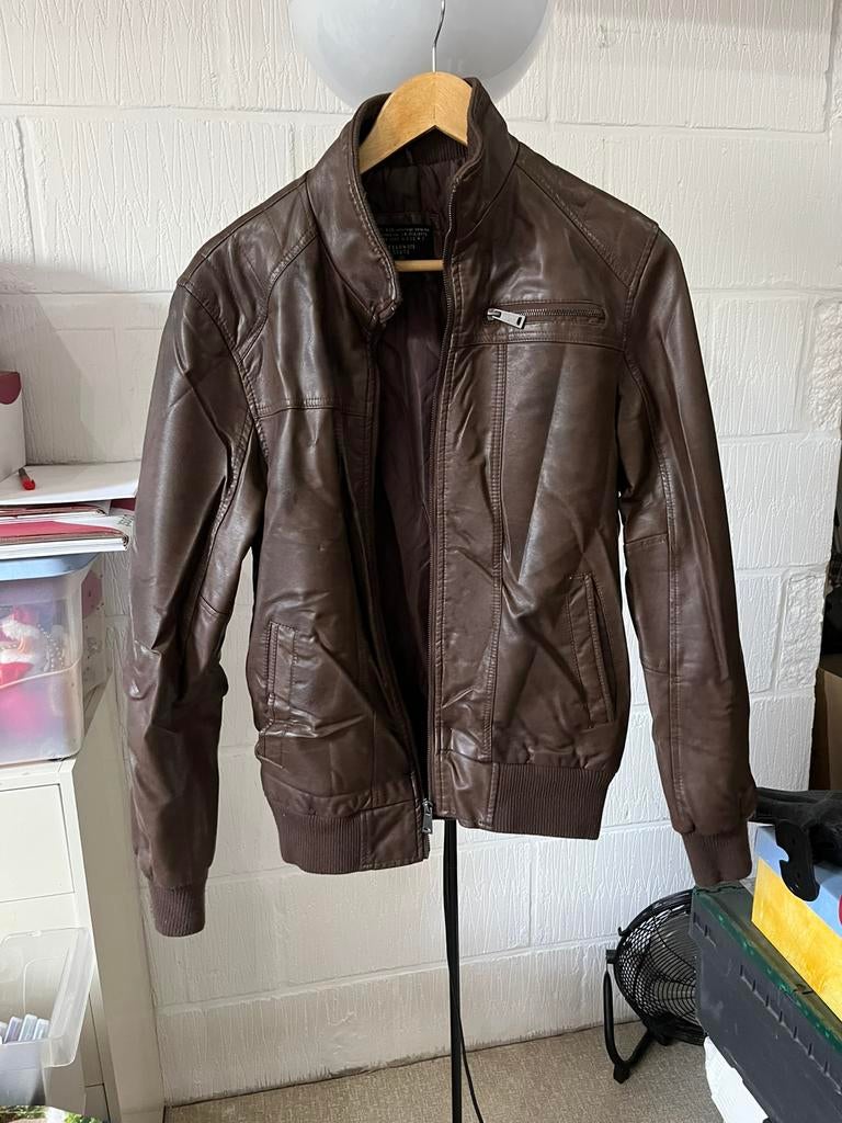 Veste similicuir brune XS, Enlèvement, Porté, Taille 46 (S) ou plus petite, Brun